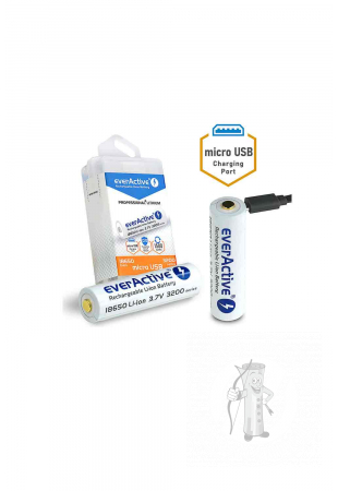Článok nabíjací 18650 micro USB everActive